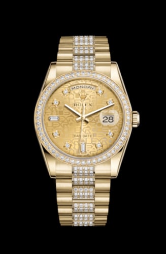 Rolex Day-Date 36 Yellow Gold Diamonds / President Diamonds / Champagne Computer