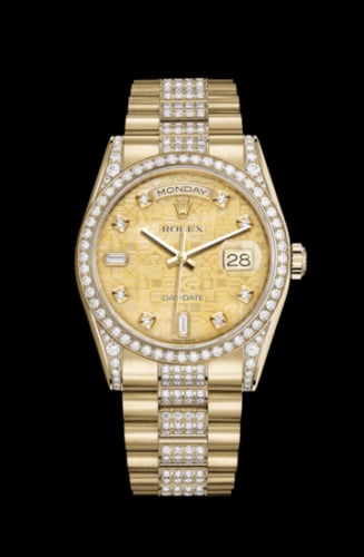 Rolex Day-Date 36 Yellow Gold Diamonds / President Diamonds / Champagne Computer