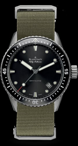 Blancpain Fifty Fathoms Bathyscaphe Titanium / Black / Sand Nato