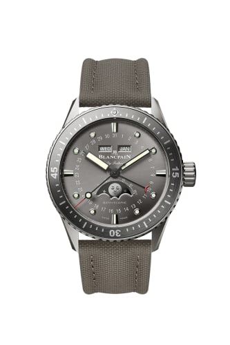 Blancpain Fifty Fathoms Bathygraphe Quantième Complet Titanium / Grey / Canvas