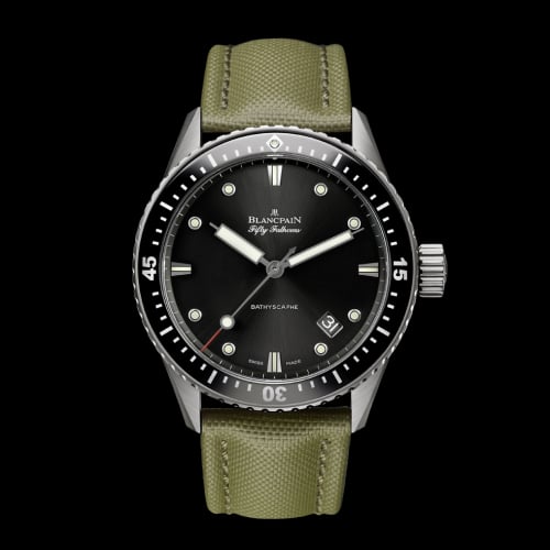 Blancpain Fifty Fathoms Bathyscaphe Titanium / Black / Sand Canvas