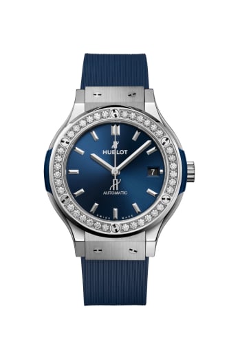 Hublot Classic Fusion 38 Titanium - Diamond / Blue / Rubber