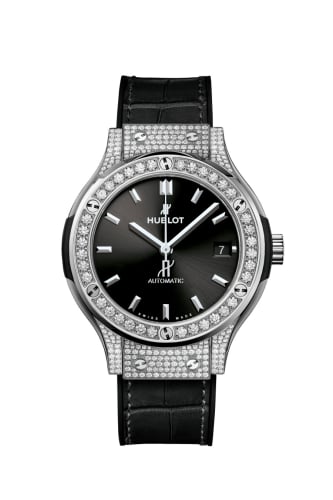 Hublot Classic Fusion 38 Titanium - Pavé / Black / Alligator