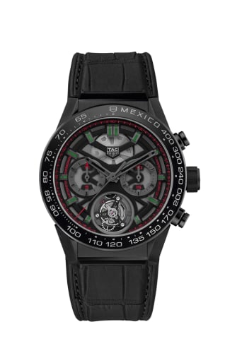 TAG Heuer Carrera Calibre Heuer 02T 45 Chronograph Tourbillon Titanium / Ceramic / Alligator / Mexico