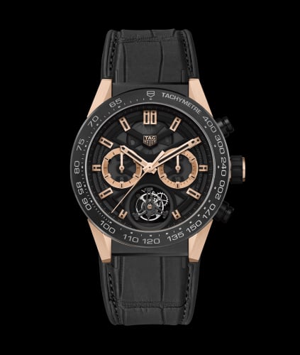 TAG Heuer Carrera Calibre Heuer 02T 45 Chronograph Tourbillon Titanium / Ceramic / Rose Gold / Alligator