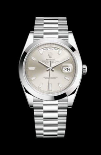 Rolex Day-Date 40 Platinum / Silver - Diamond
