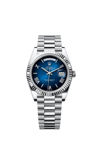 Rolex Day-Date 40 Platinum - Fluted / Blue Ombré