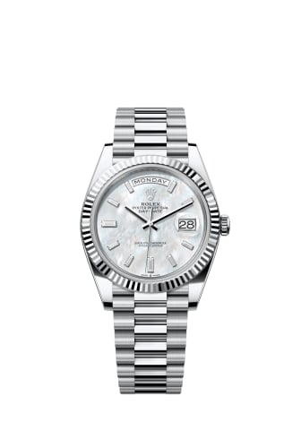 Rolex Day-Date 40 Platinum - Fluted / MOP - Baguette