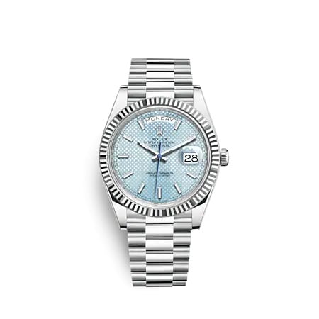 Rolex Day-Date 40 Platinum - Fluted / Ice Blue