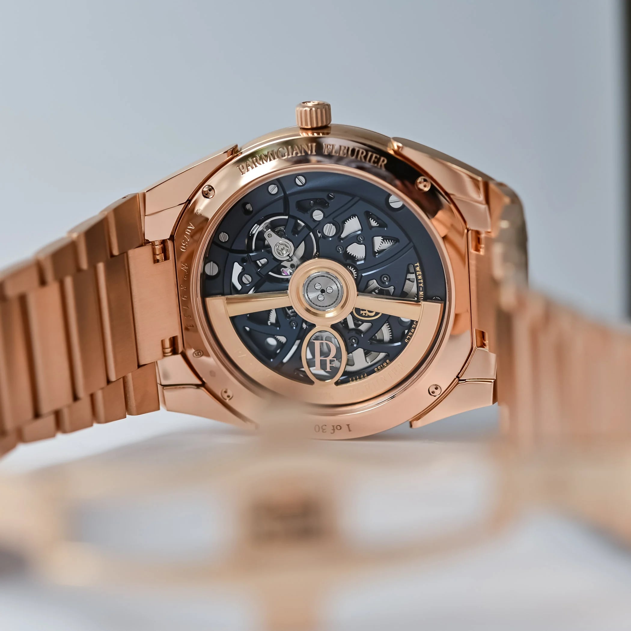 Parmigiani Fleurier Tonda PF Skeleton Rose Gold Milano Blue