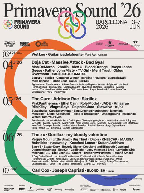 Cartell oficial de Primavera Sound 2026
