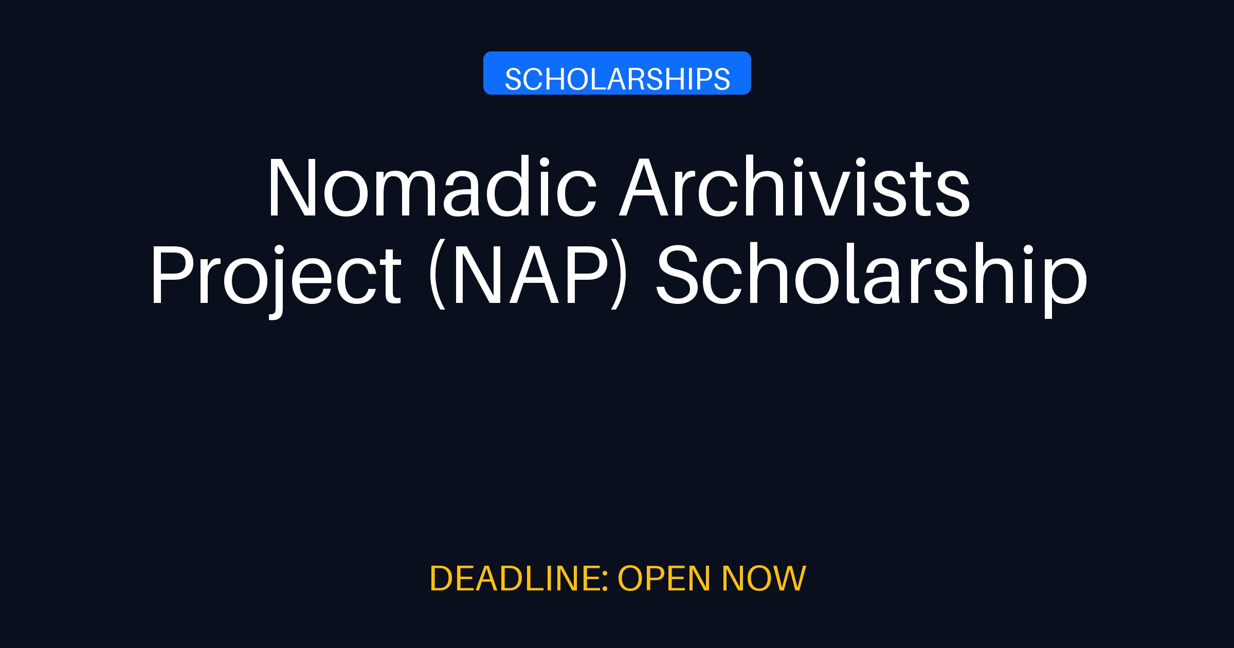 Nomadic Archivists Project (NAP) Scholarship 2026