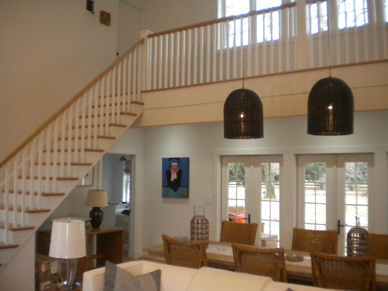 Remodeled stairway and living room