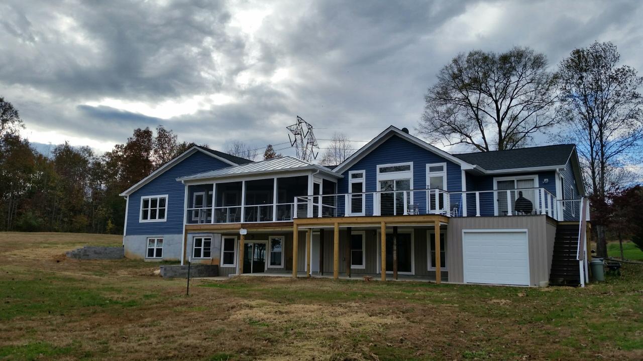 Large back deck project on a two story house