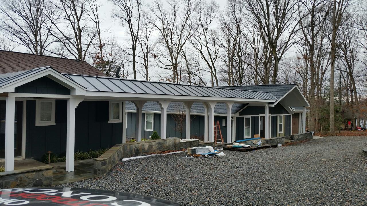 Breezeway project on the front side of a house