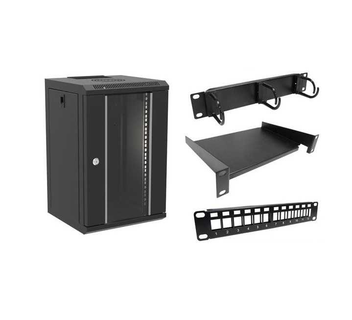 Lienk Coffret réseau mural fixe -10''- 6U - profondeur 300 -COF10630CN