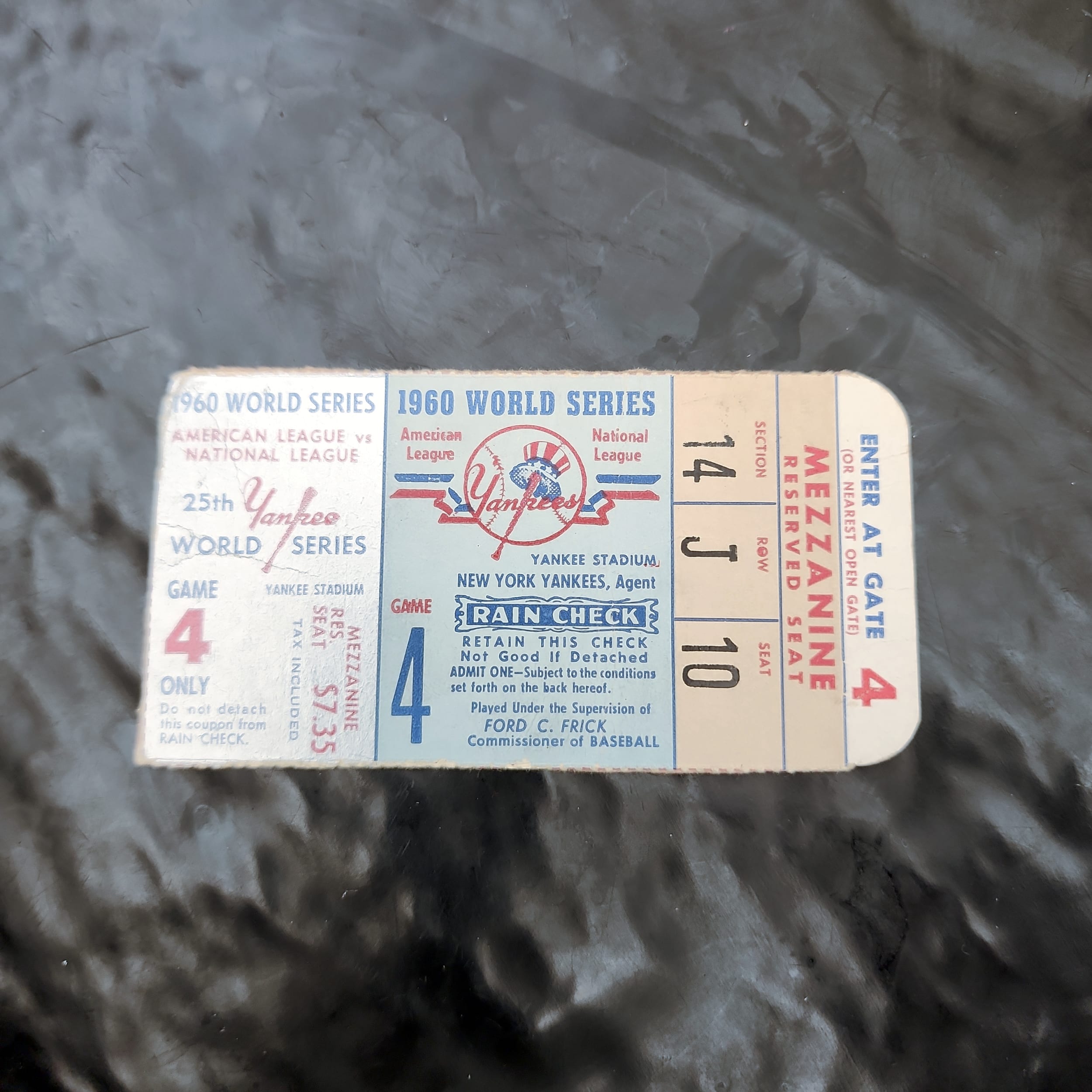 1960 World Series Game 4 Ticket Stub NY Yankees vs Pirates Mantle+Clemente⚾ - Picture 1 of 4