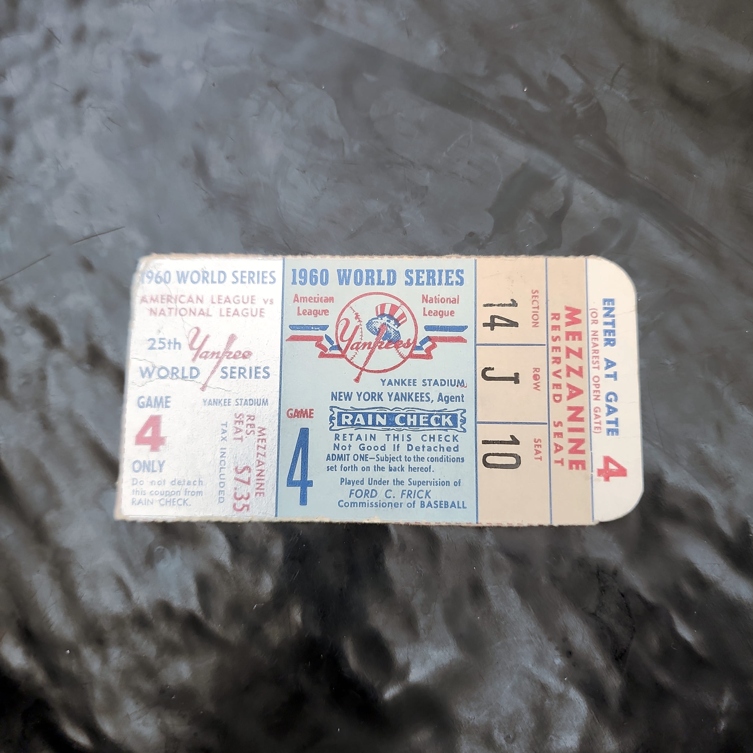 1960 World Series Game 4 Ticket Stub NY Yankees vs Pirates Mantle+Clemente⚾ - Picture 3 of 4