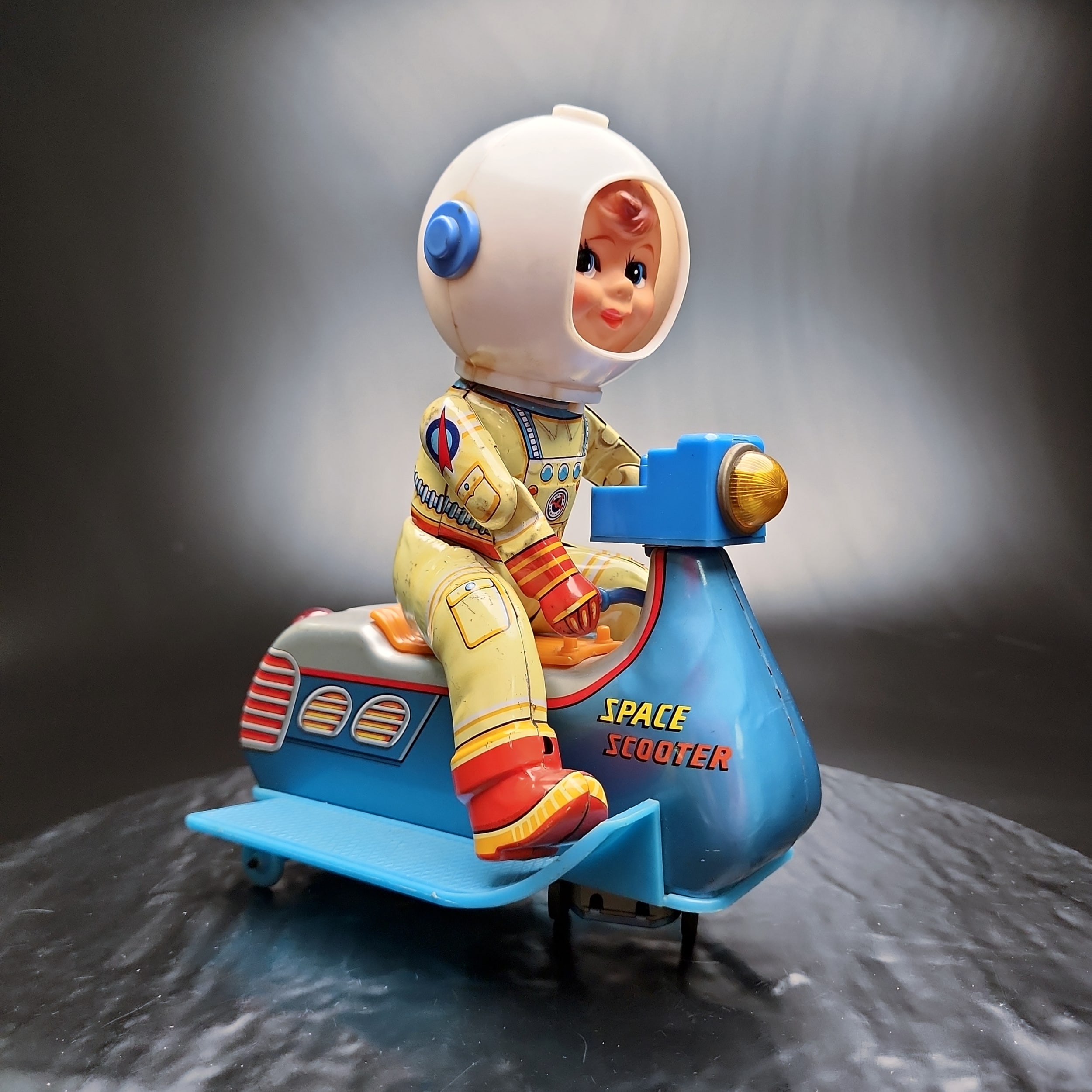 Masudaya Tin Litho Space Scooter Astronaut Rider 1960s Vintage