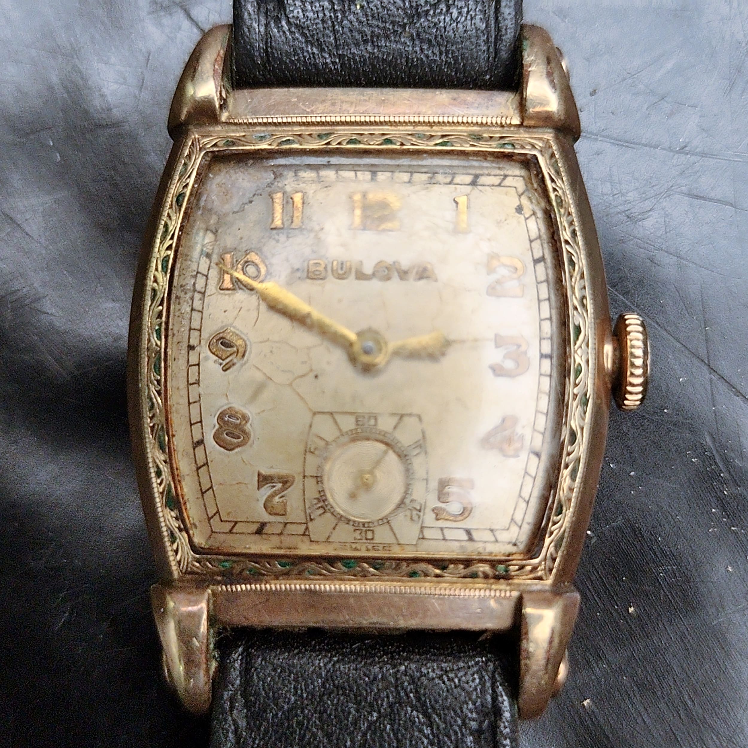 BULOVA 10BC 1951 Mens Watch 10k Gold Filled Art Deco Sub  display picture 1