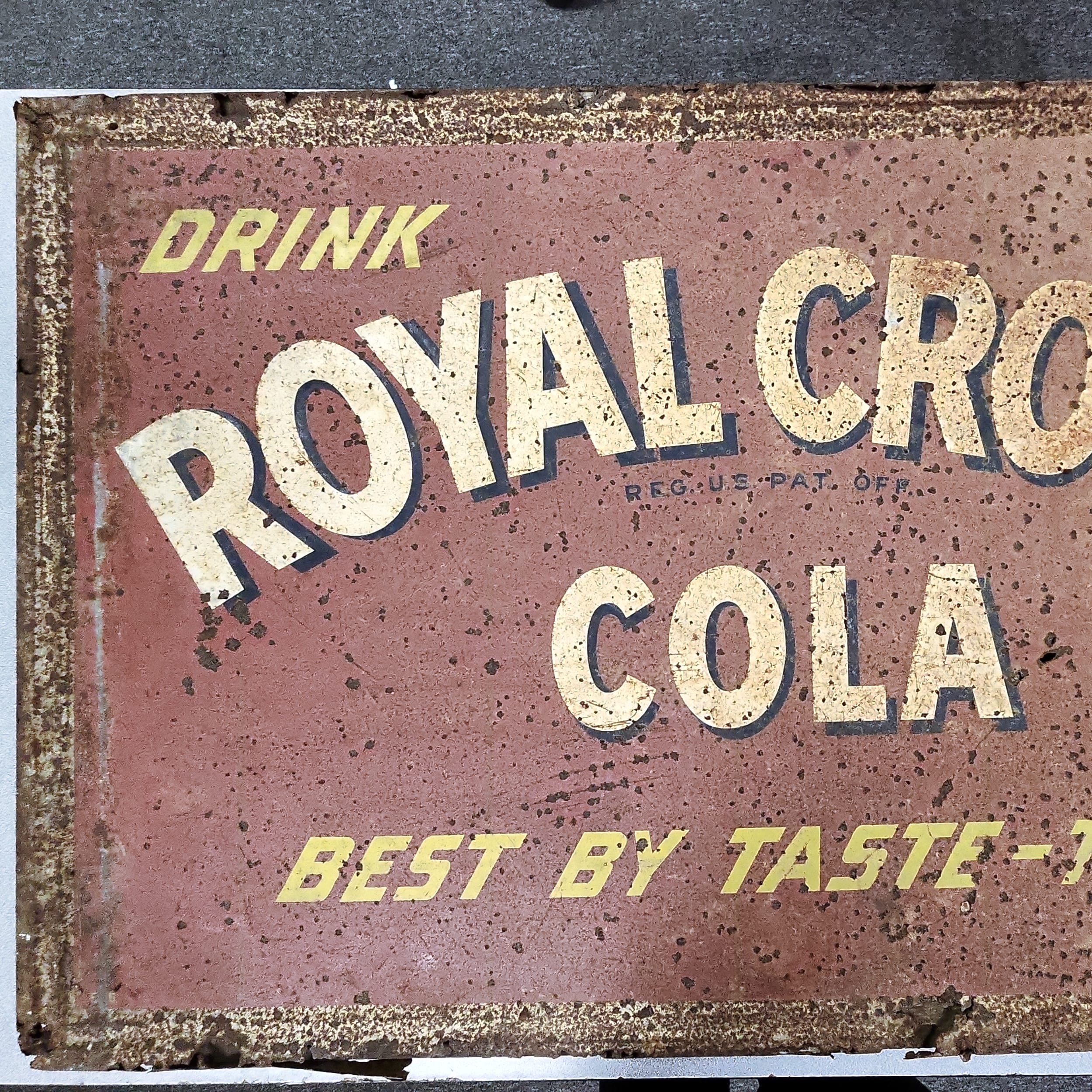 Royal Crown RC Cola Sign 1947 Original Vintage Metal Embossed Nehi
