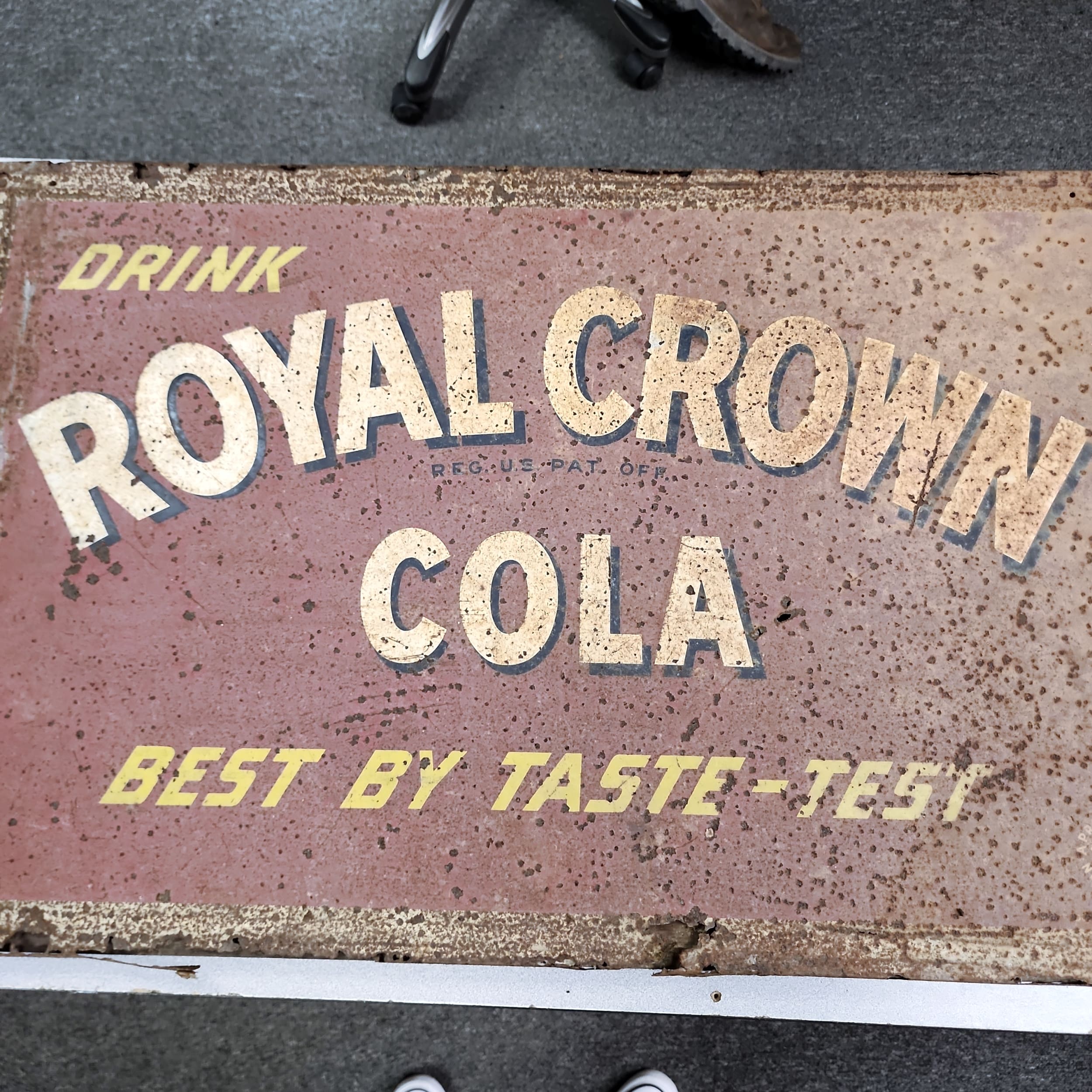 Royal Crown RC Cola Sign 1947 Original Vintage Metal Embossed Nehi