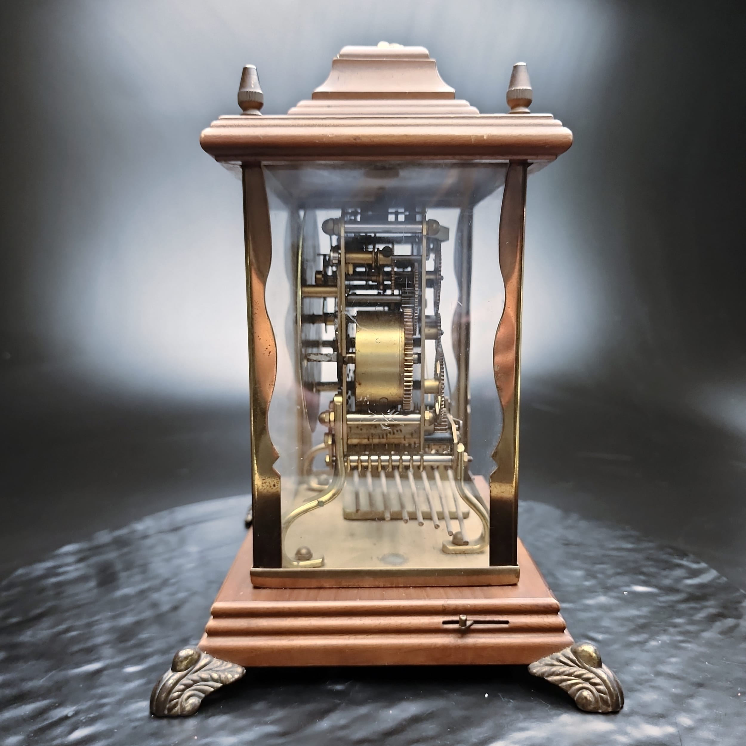 Schatz & Sohne W3 Triple-Chime Skeleton Mantel Desk Clock Works NO