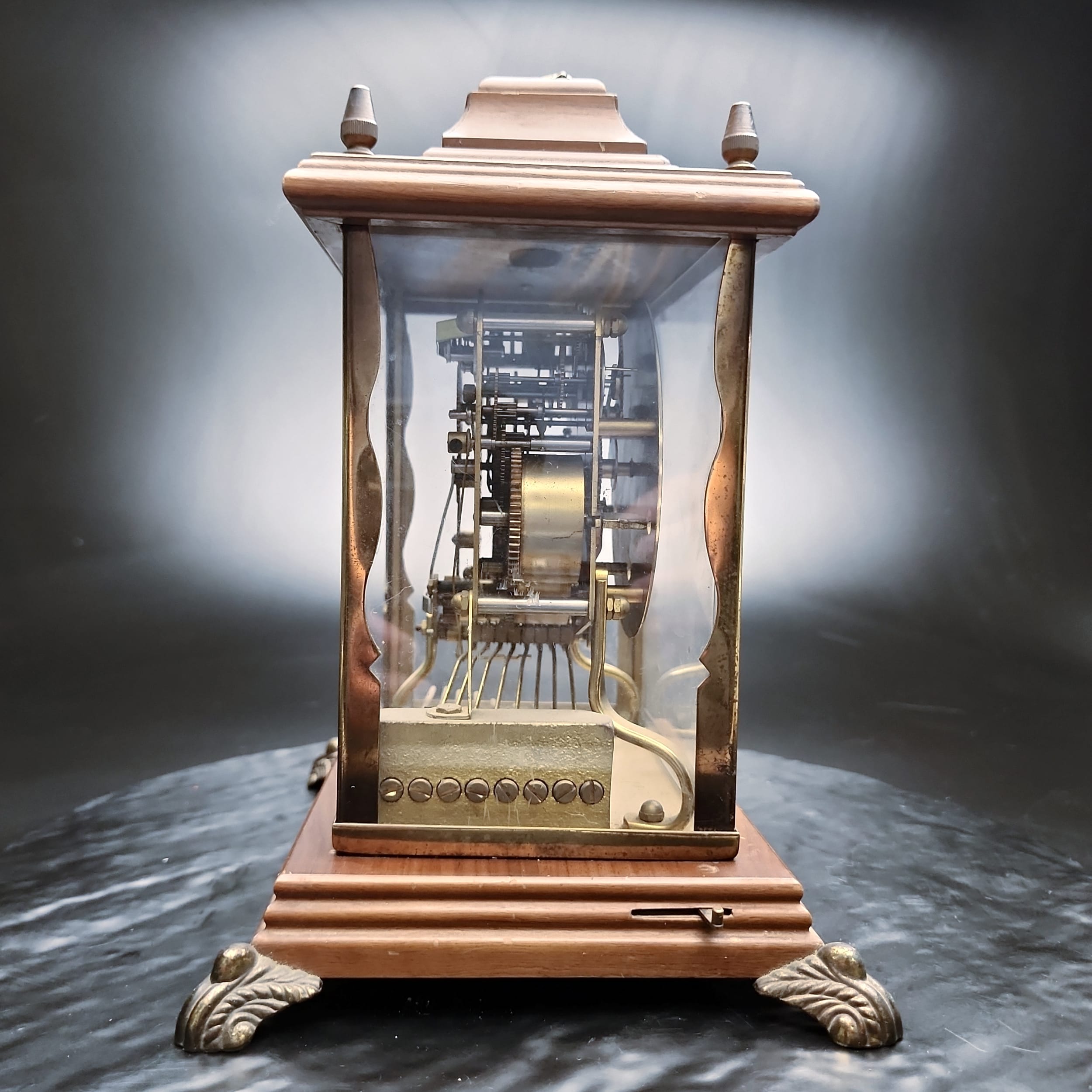 Schatz & Sohne W3 Triple-Chime Skeleton Mantel Desk Clock Works NO