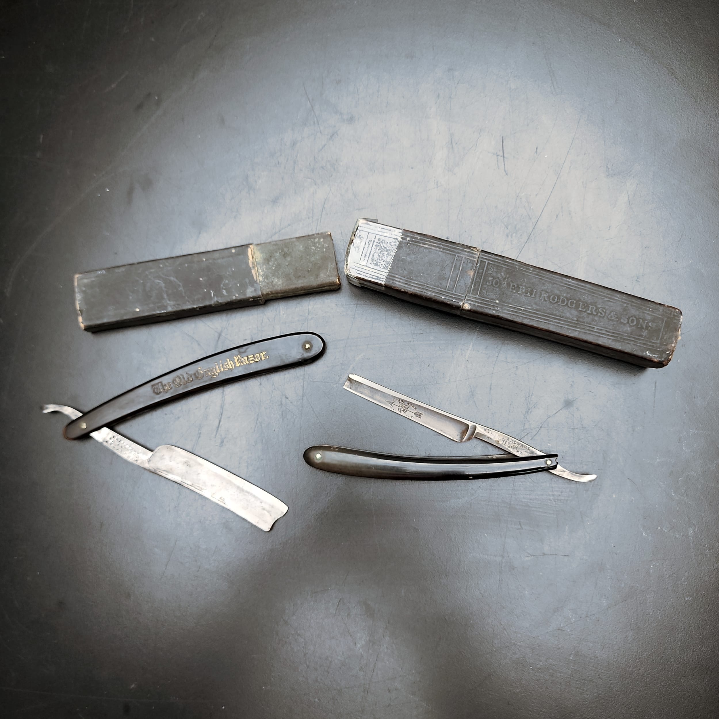 Vintage Straight Razor 2pc Old English Manhattan Cutlery Sheffield Wyeth