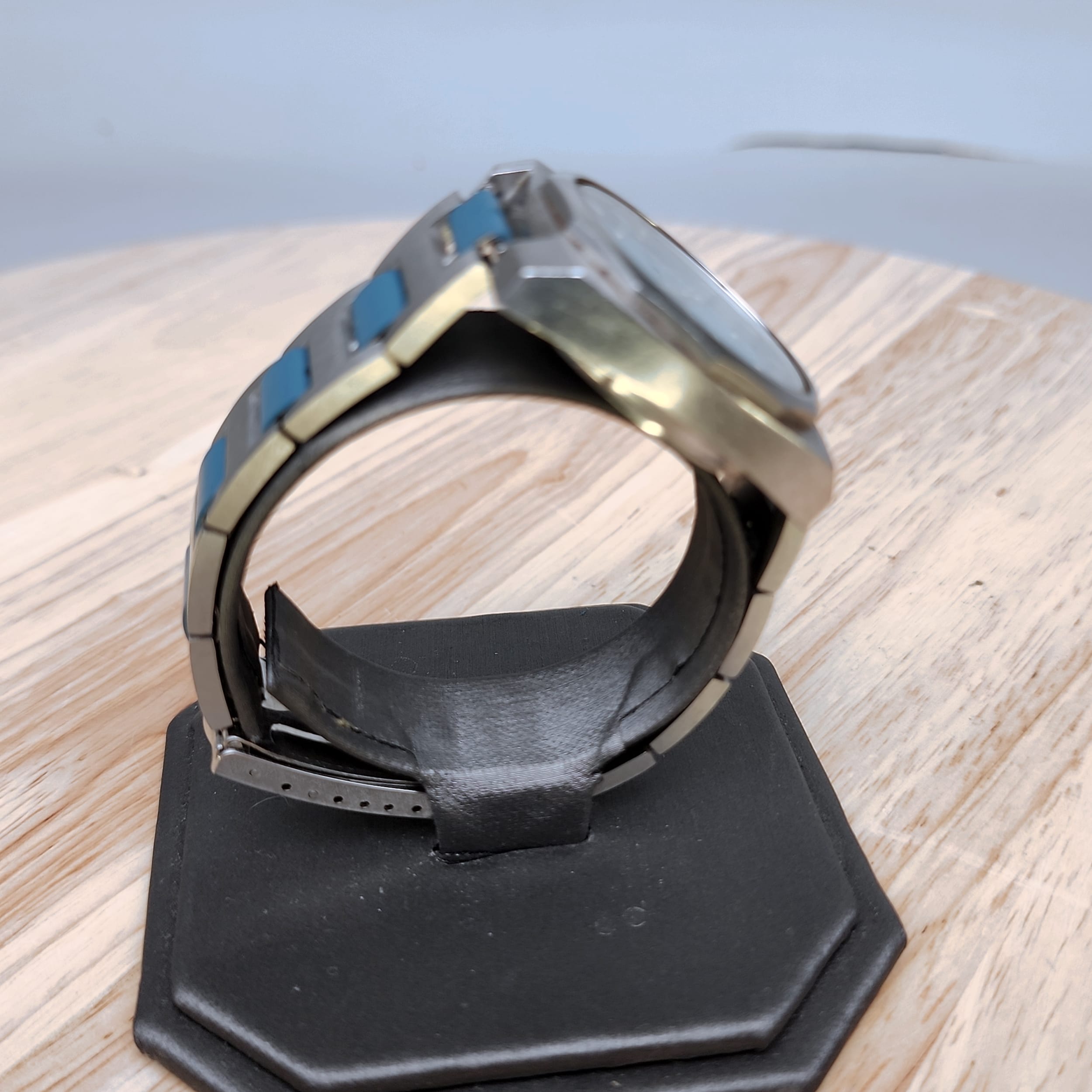 Bulova Whale 23J Automatic Day Date Mens Vintage Watch Swiss Blue 11A0ACB - Picture 5 of 10