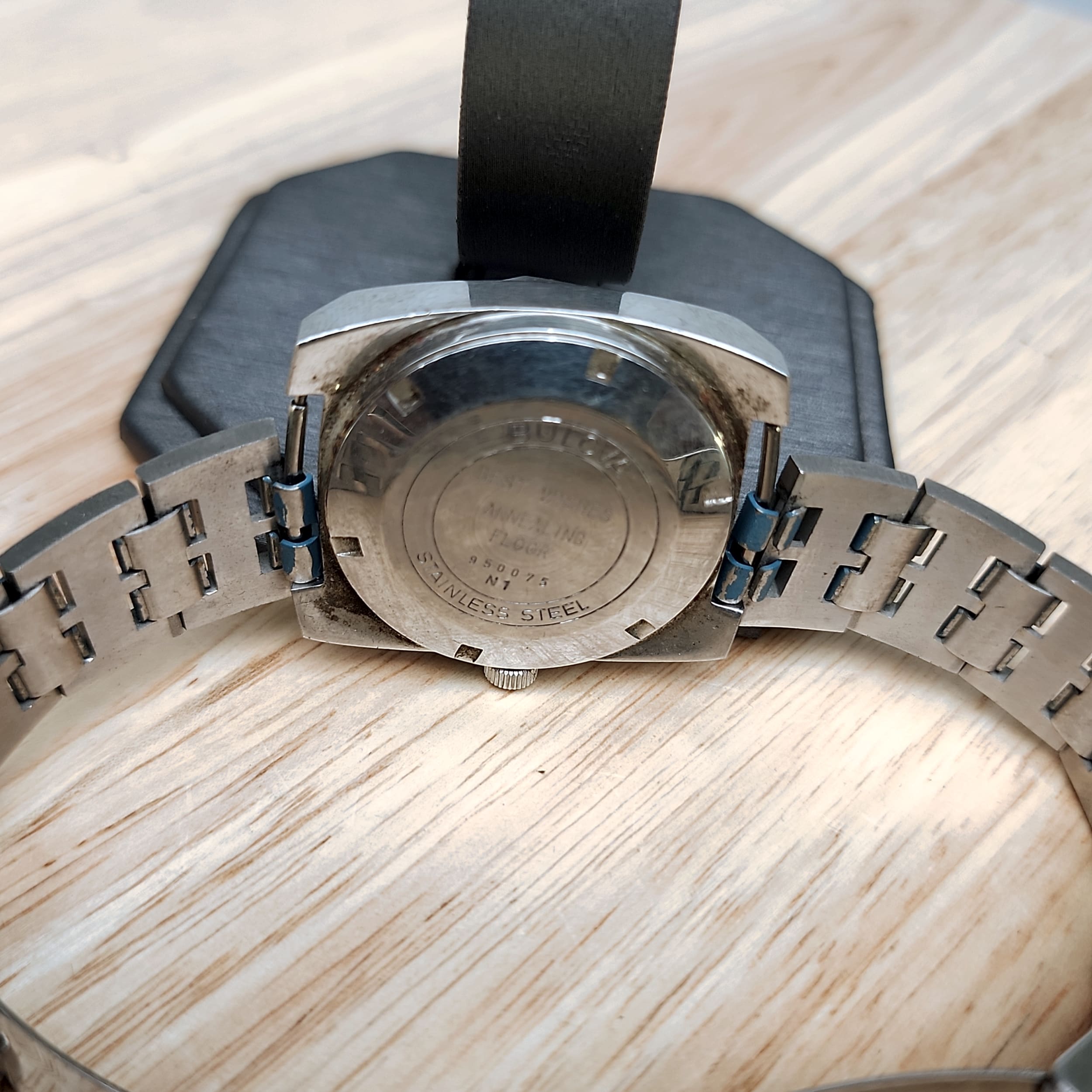 Bulova Whale 23J Automatic Day Date Mens Vintage Watch Swiss Blue 11A0ACB - Picture 8 of 10