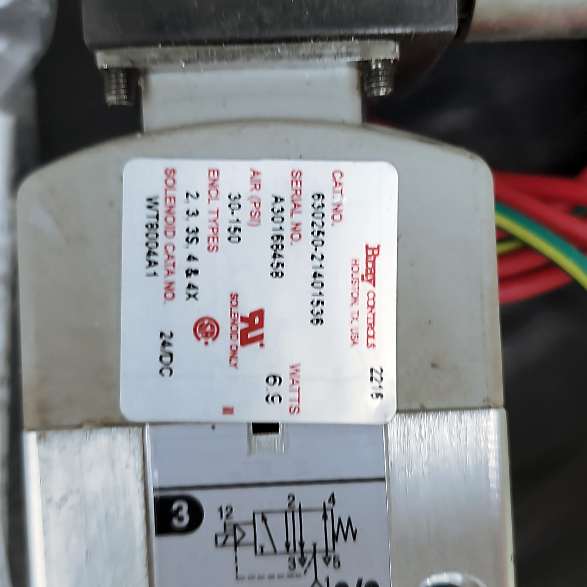 Bray Controls 630250-21401536 BRAND NEW Solenoid Valve 24VDC 30-150PSI 5/2 - Picture 3 of 5