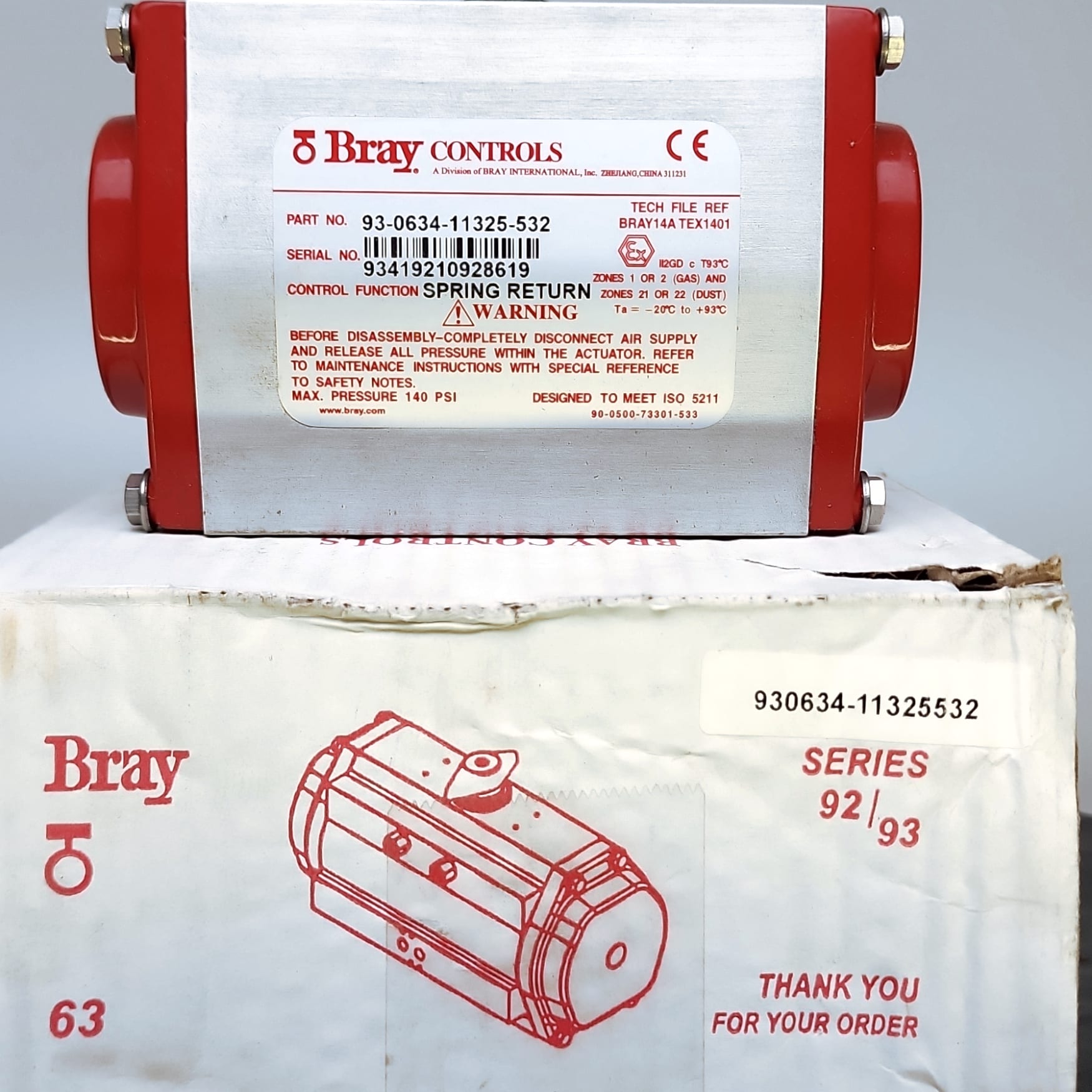 Bray 93-0634-11325-532 Series 92/93 Pneumatic Actuator Spring Return 140PSI⚙️ - Picture 2 of 6