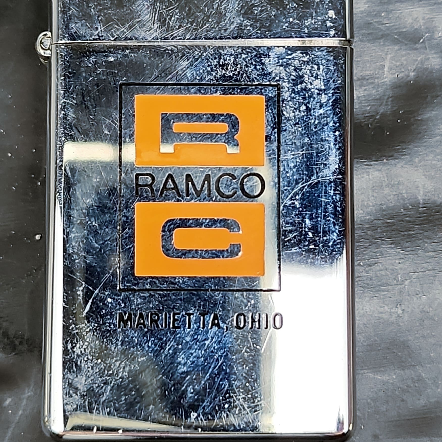 1977 Zippo Slim Lighter RAMCO Rotary Cable Tool Co Marietta OH Vtg