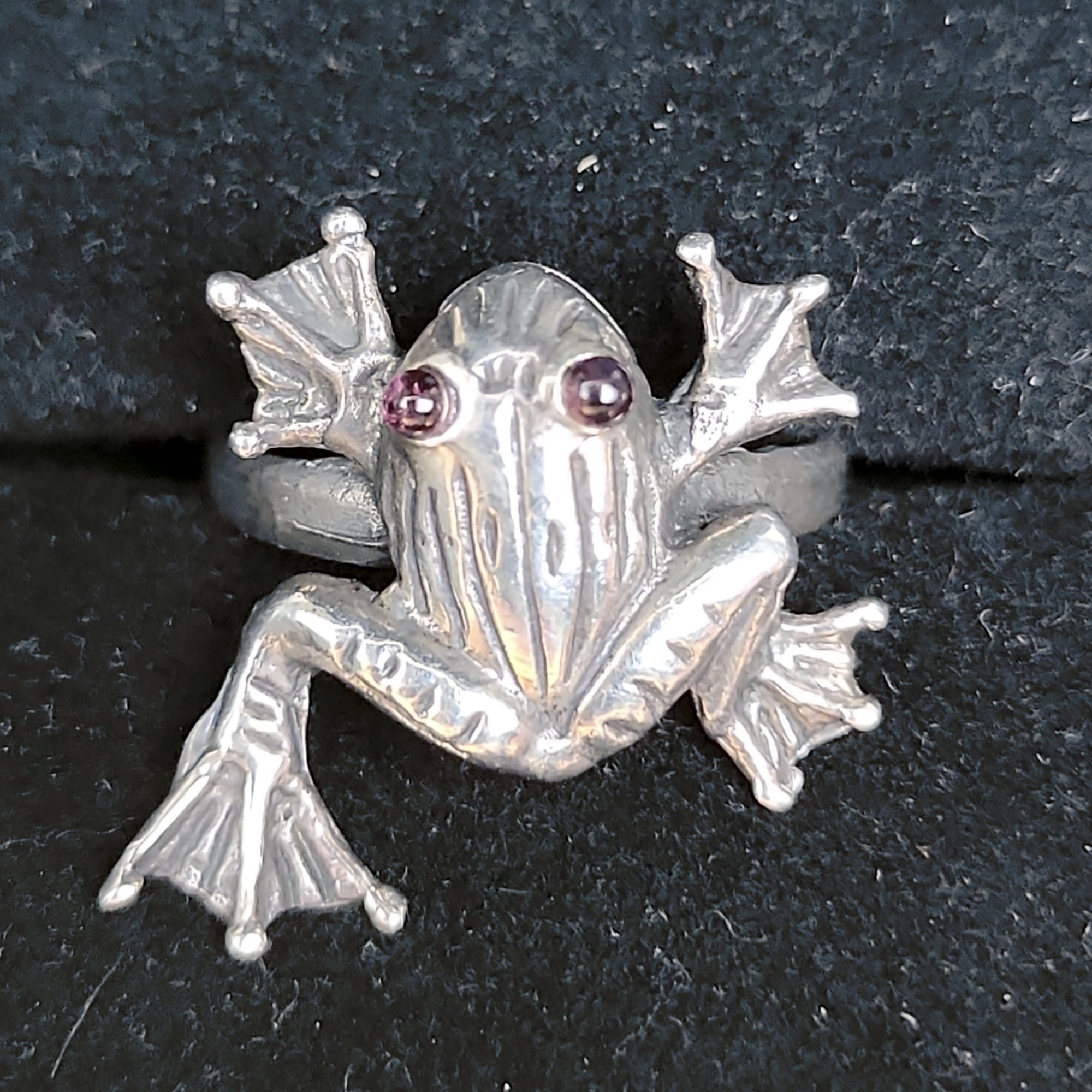 Vintage Sterling Silver 925 Frog Ring Sz 6 Solid Carved Band+Mexico+Toad - Picture 2 of 6