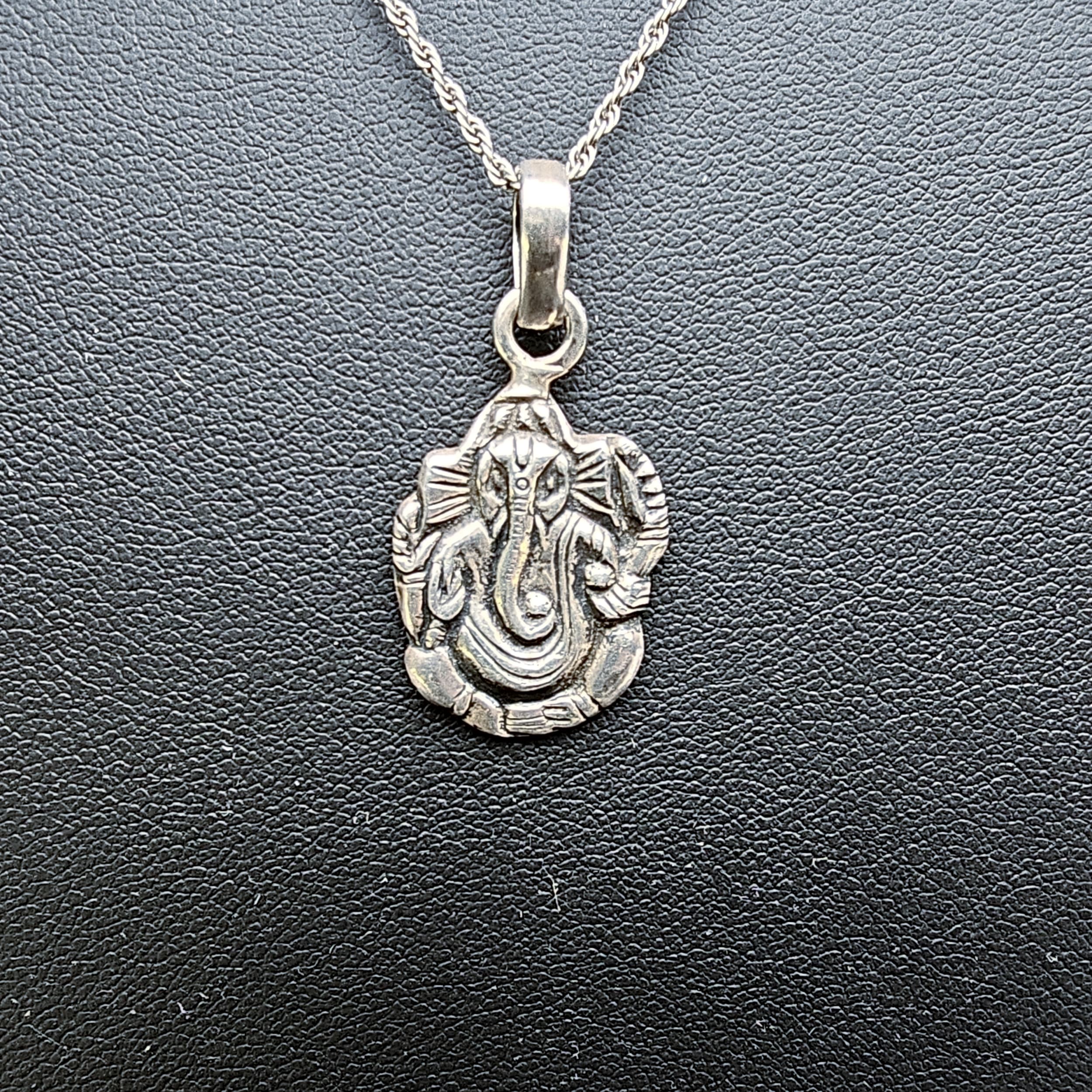 Ganesha Hindu Deity Sterling Silver Vintage Adjustable Pendant Necklace Sz18.5 - Picture 3 of 7
