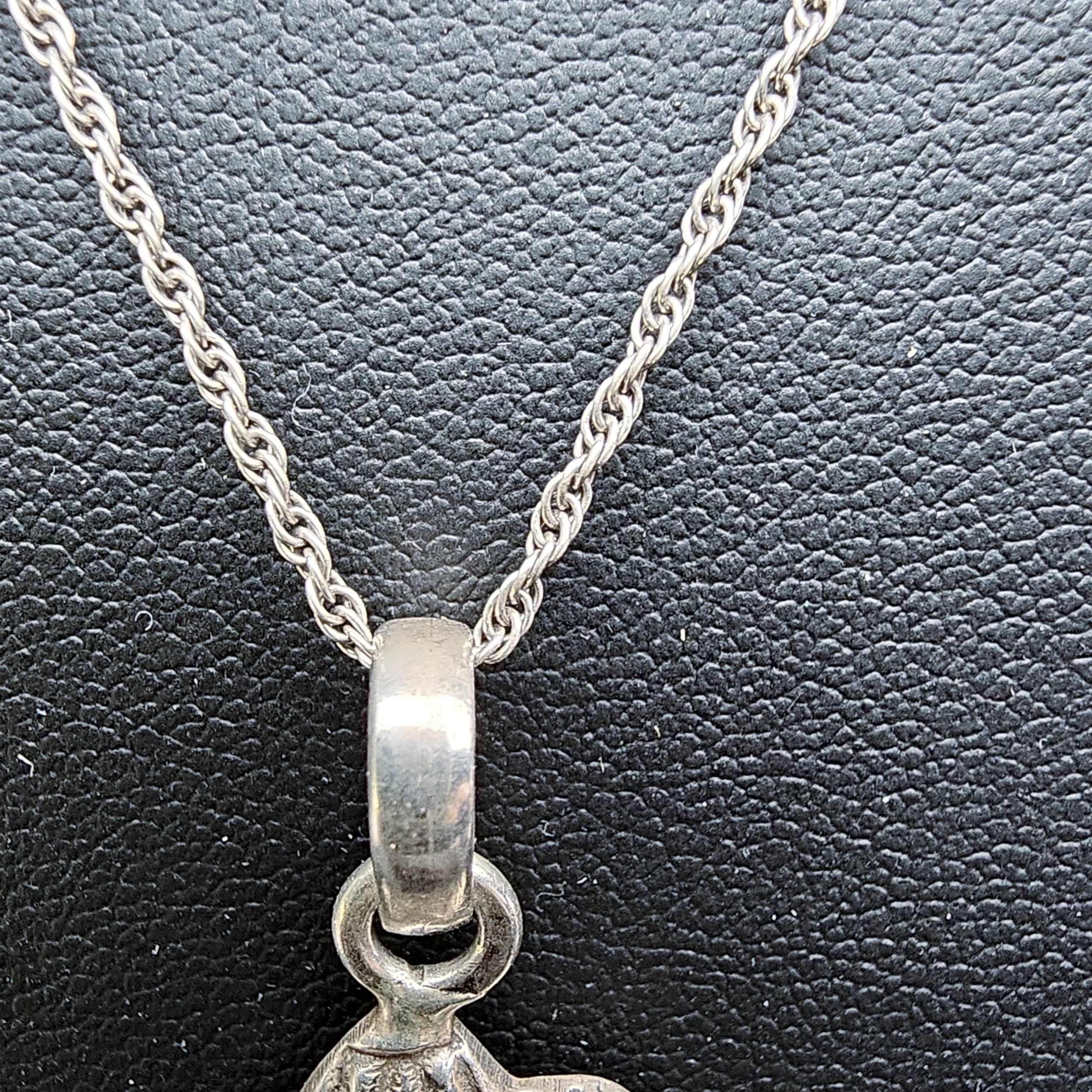 Ganesha Hindu Deity Sterling Silver Vintage Adjustable Pendant Necklace Sz18.5 - Picture 5 of 7