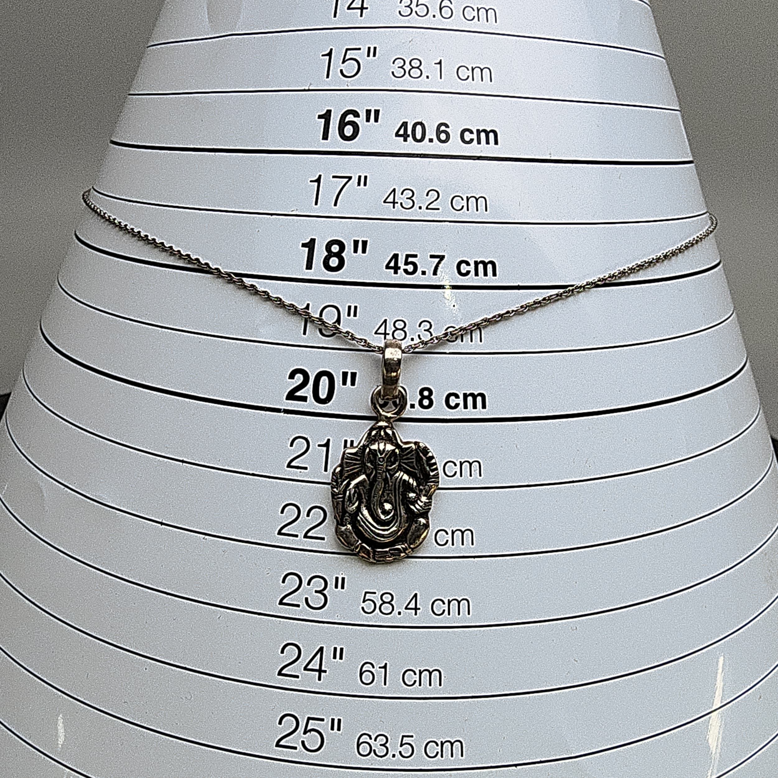 Ganesha Hindu Deity Sterling Silver Vintage Adjustable Pendant Necklace Sz18.5 - Picture 7 of 7