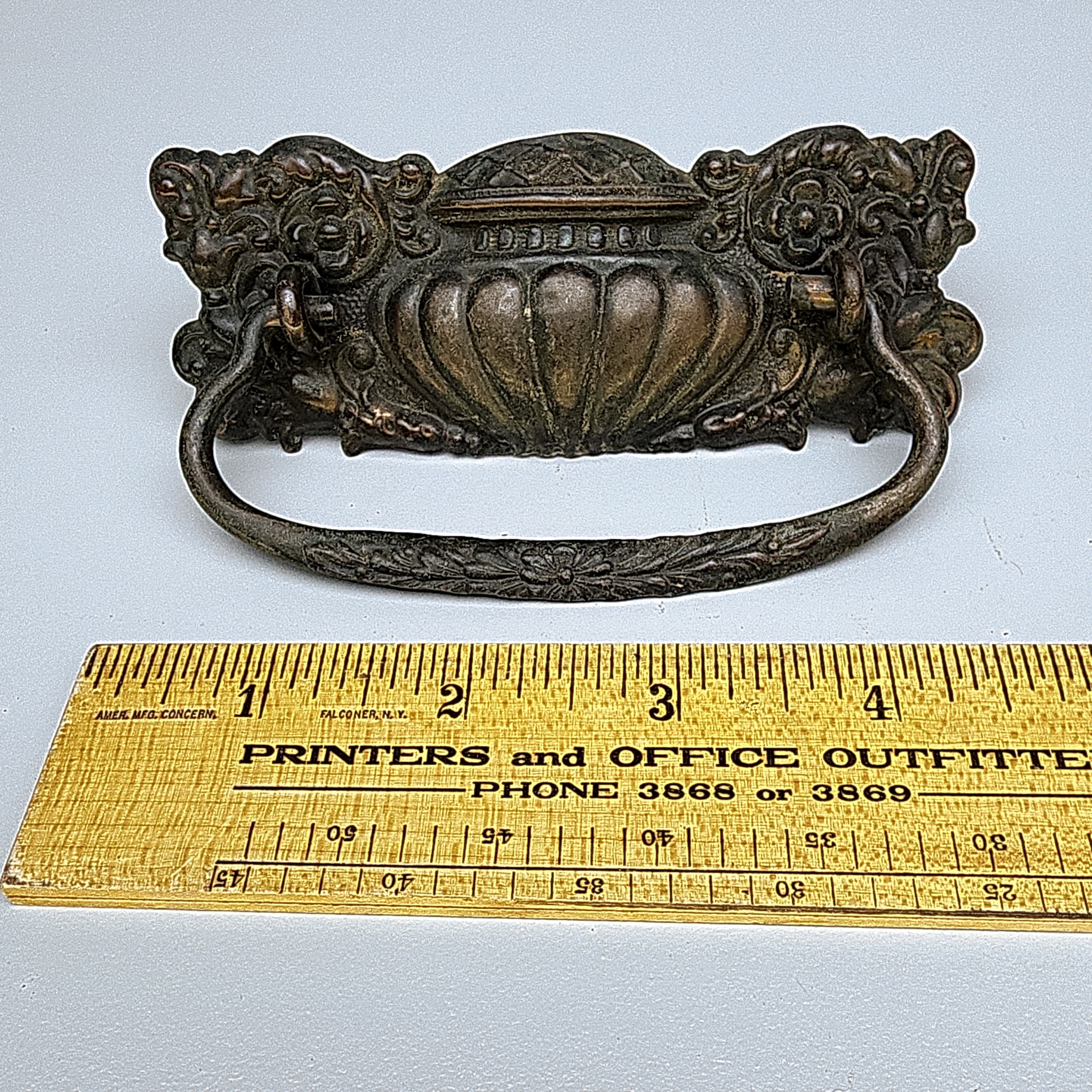 Victorian Ornate Antique Cast Iron Drawer Pulls Hardware Lot Desk Dresser Chest - Picture 3 of 11