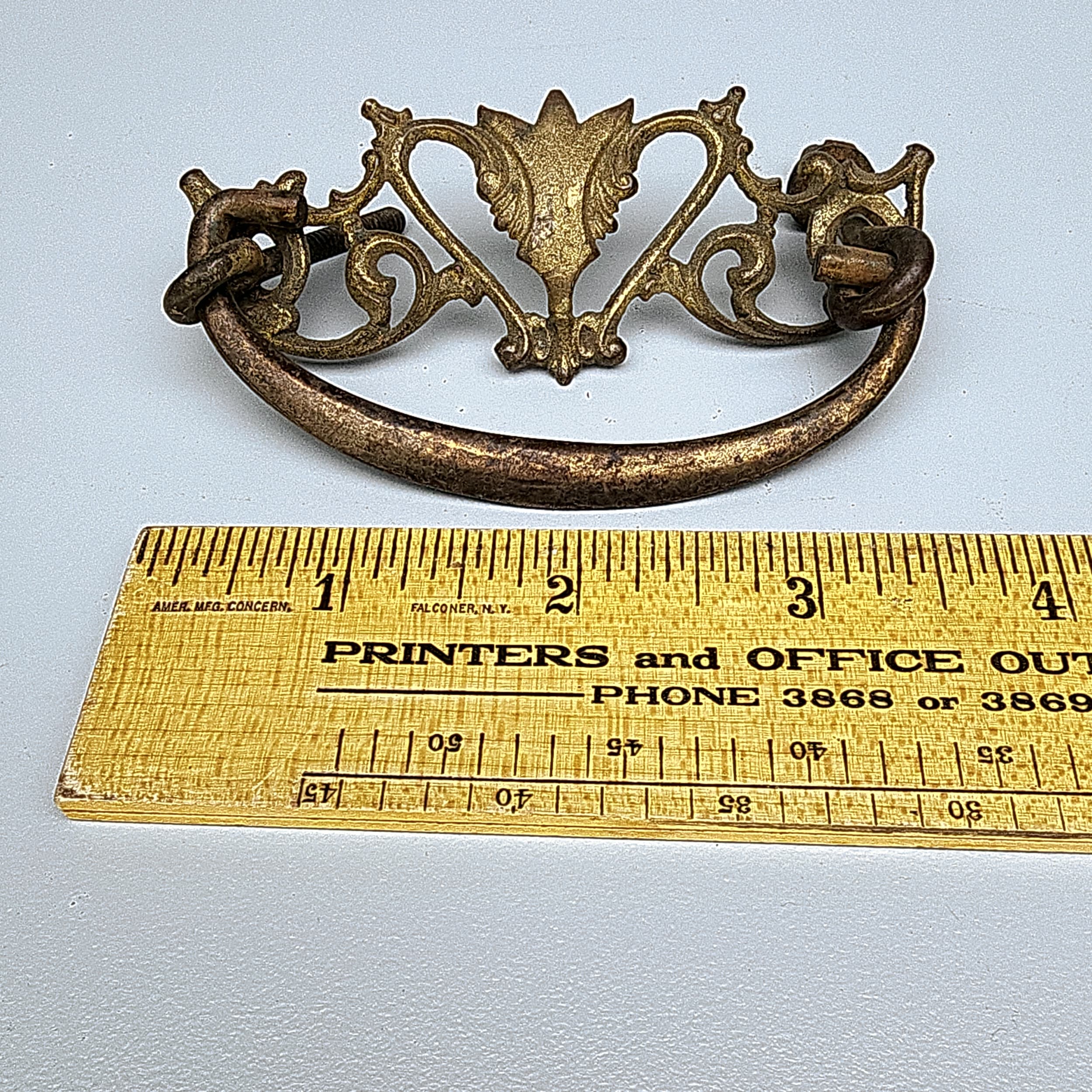 Victorian Ornate Antique Cast Iron Drawer Pulls Hardware Lot Desk Dresser Chest - Picture 9 of 11