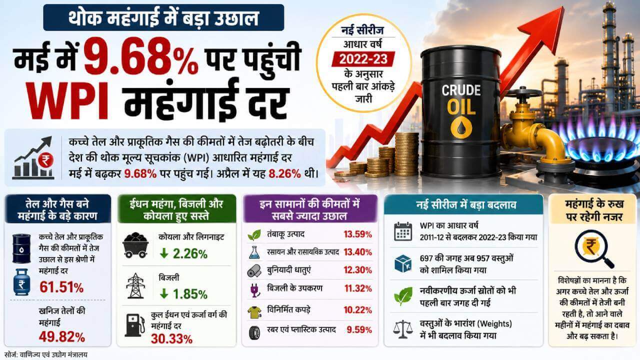 थोक महंगाई ने बढ़ाई टेंशन, मई में पहुंची 9.68% पर