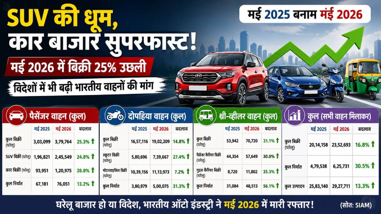 एसयूवी का जलवा, कार बाजार सुपरफास्ट : मई में 25% उछली बिक्री, विदेशों में भी बढ़ी धाक