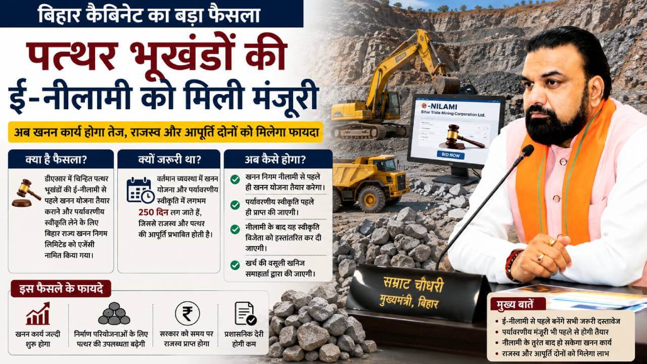 पत्थर खदानों की ई-नीलामी का रास्ता साफ : अब तेजी से शुरू होगा खनन कार्य