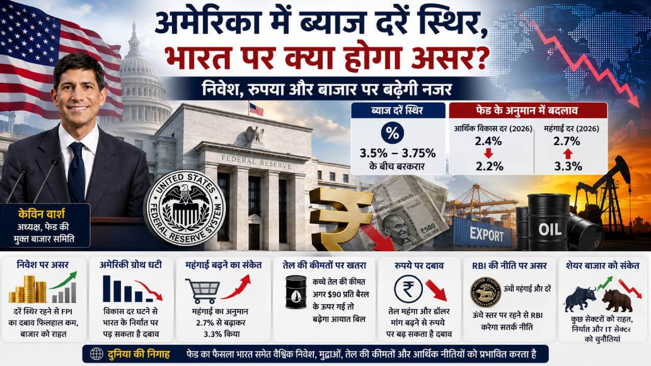 अमेरिका में ब्याज दरें स्थिर : भारत पर क्या होगा असर? निवेश, रुपया और बाजार पर बढ़ेगी नजर