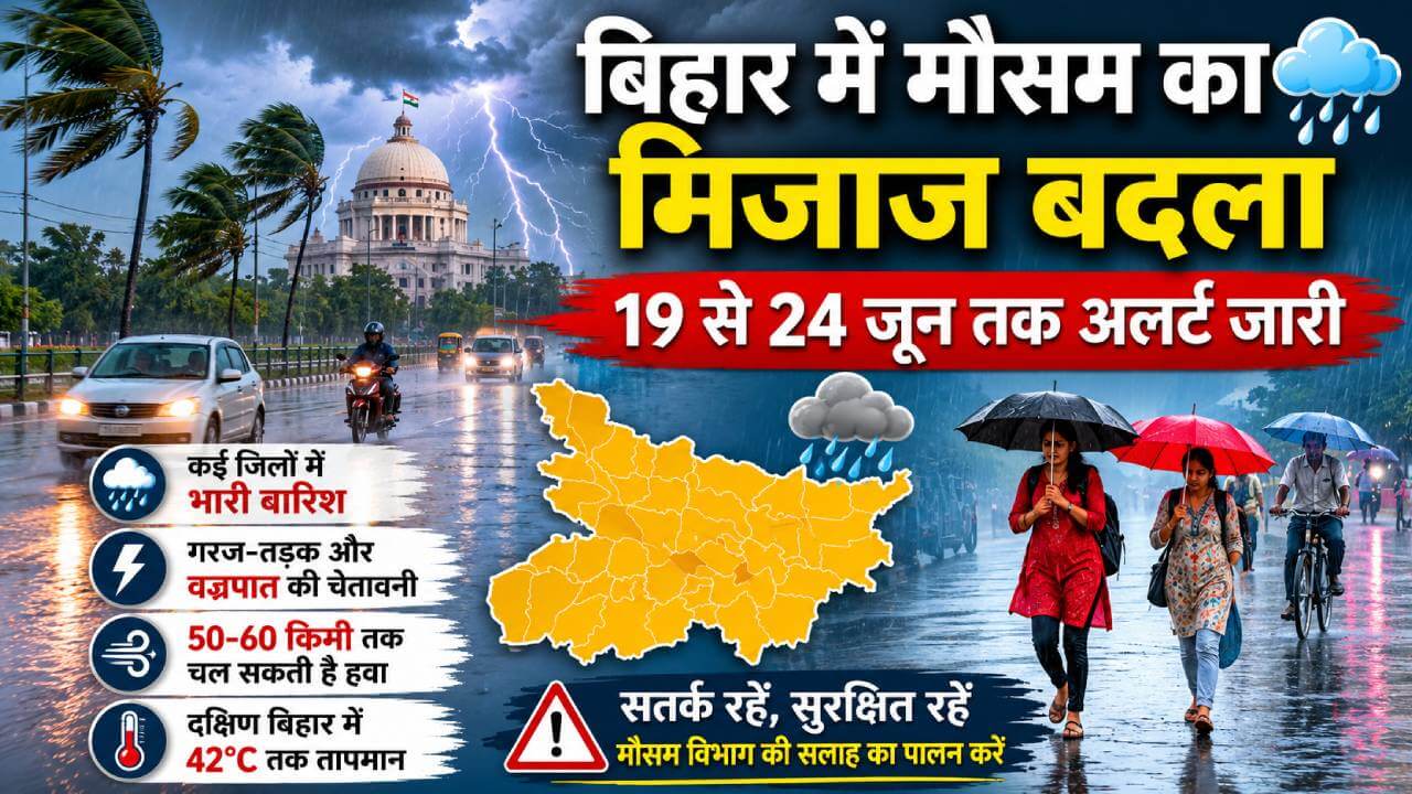 बिहार : छह दिन मौसम रहेगा उग्र, तेज हवा-ठनका और भारी बारिश का अलर्ट