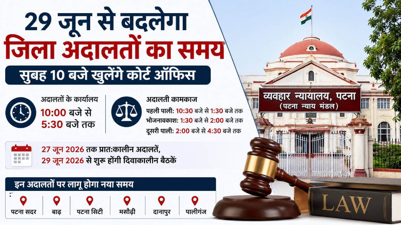 पटना : 29 जून से 10:00 बजे से चलेगी जिला अदालत