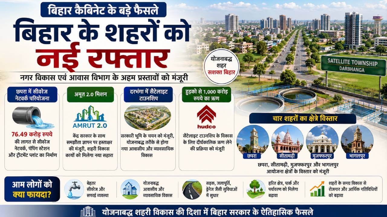 बिहार के शहरों की तस्वीर बदलने की तैयारी, सीवरेज से लेकर सैटेलाइट टाउनशिप तक बड़े फैसले