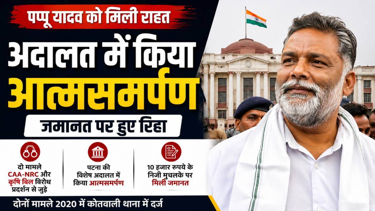 बिहार : सांसद पप्पू यादव ने किया अदालत में आत्मसमर्पण