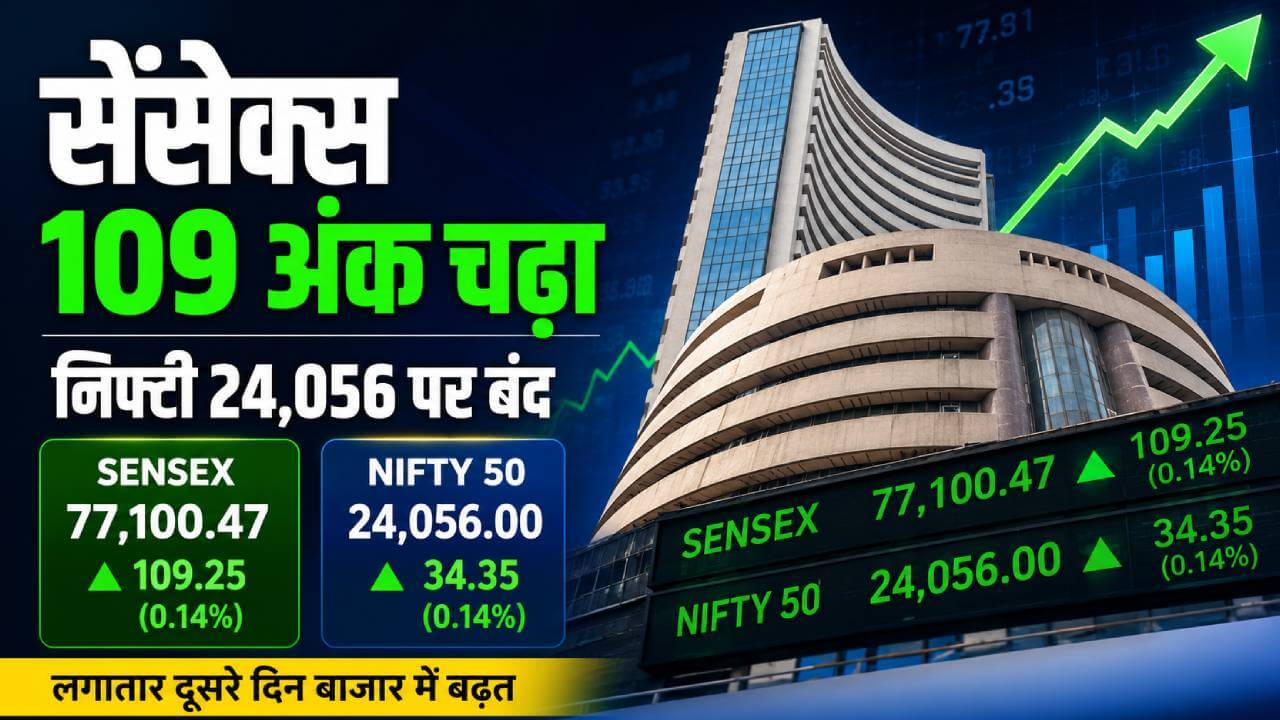 810 अंकों के उतार-चढ़ाव के बाद हरे निशान पर बंद हुआ शेयर बाजार, सेंसेक्स 109 अंक चढ़ा