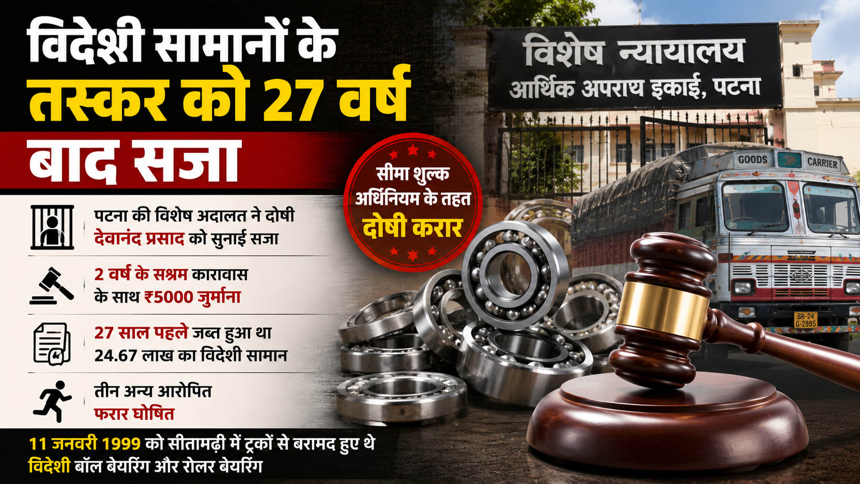 विदेशी सामानों के तस्कर को 27 वर्ष बाद सजा